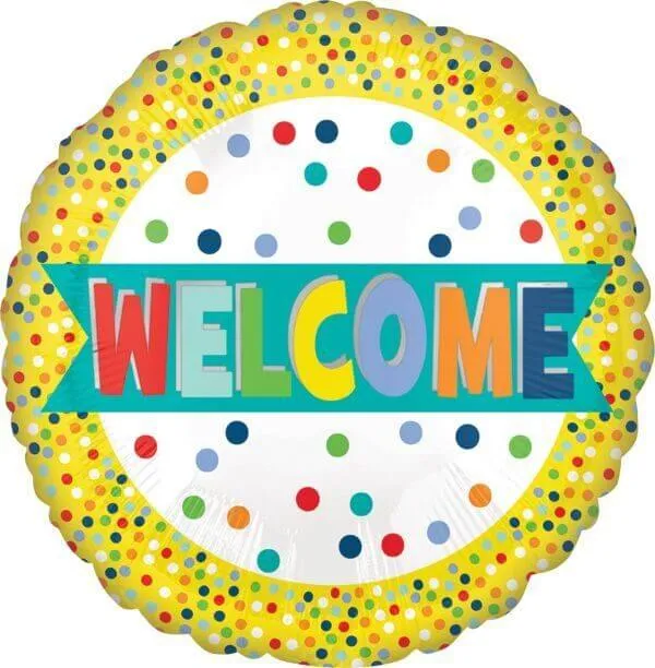 18" Welcome Lots Of Dots Mylar Balloon #383
