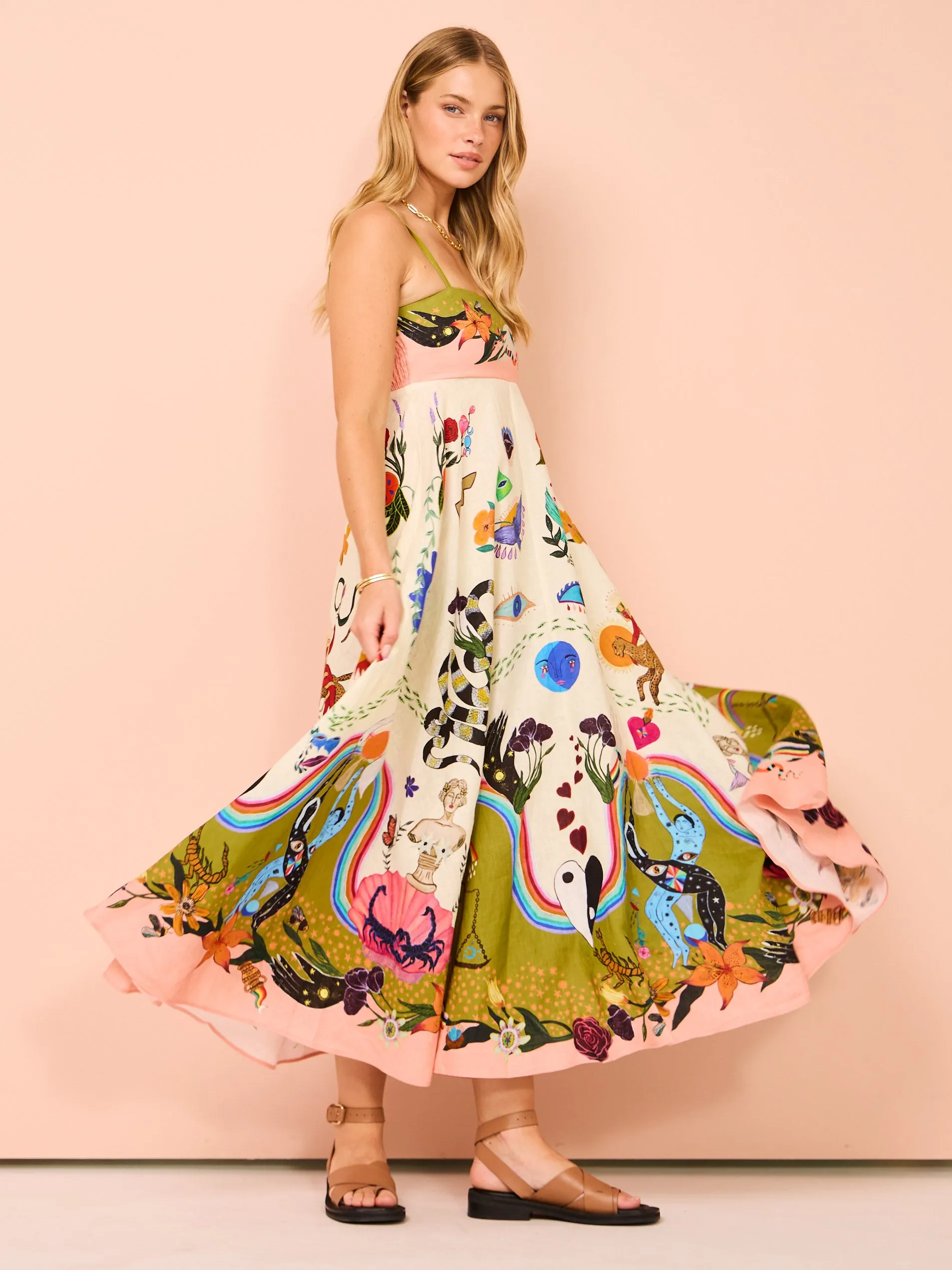 Alemais Evergreen Sundress in Multi