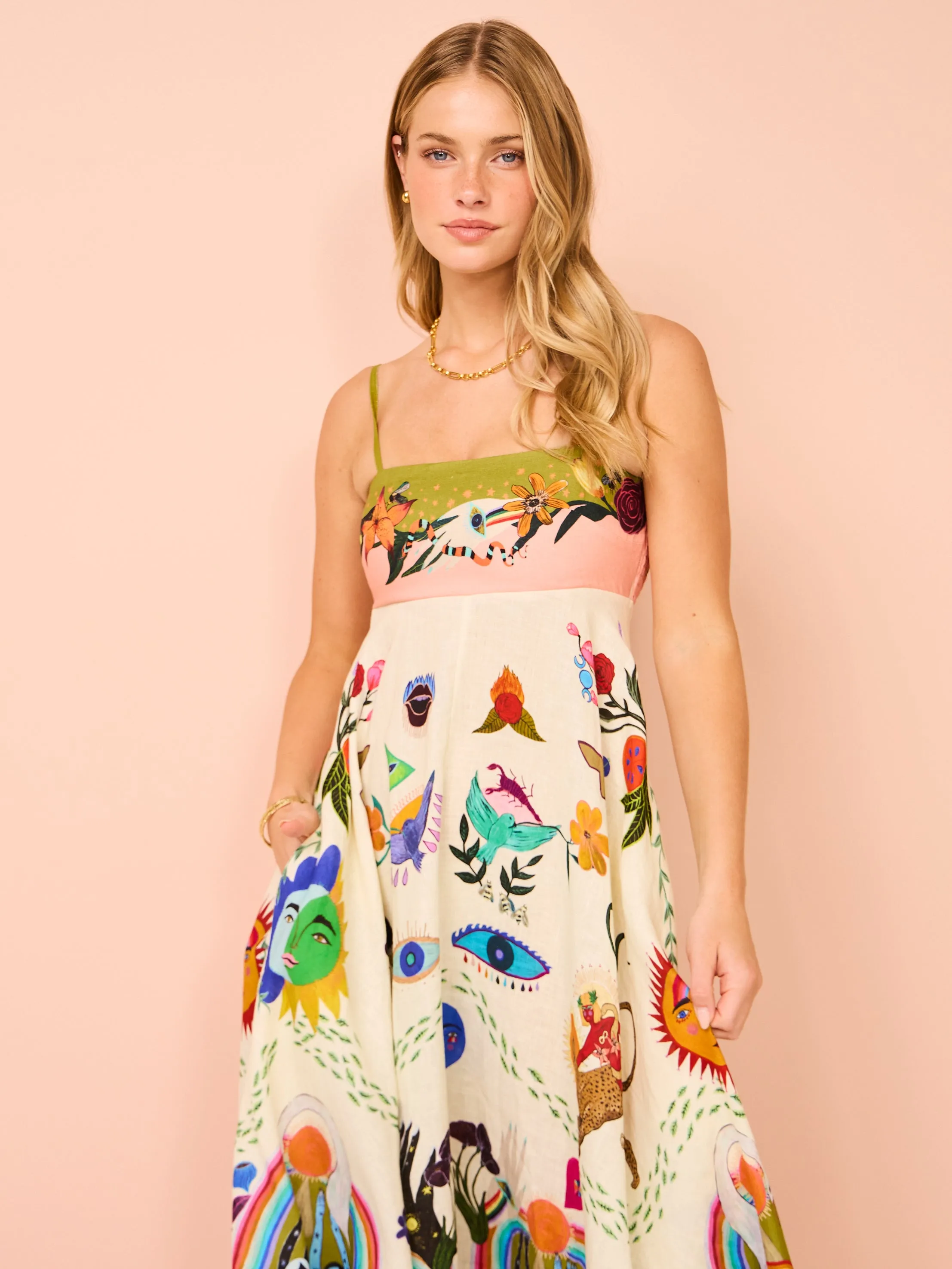 Alemais Evergreen Sundress in Multi