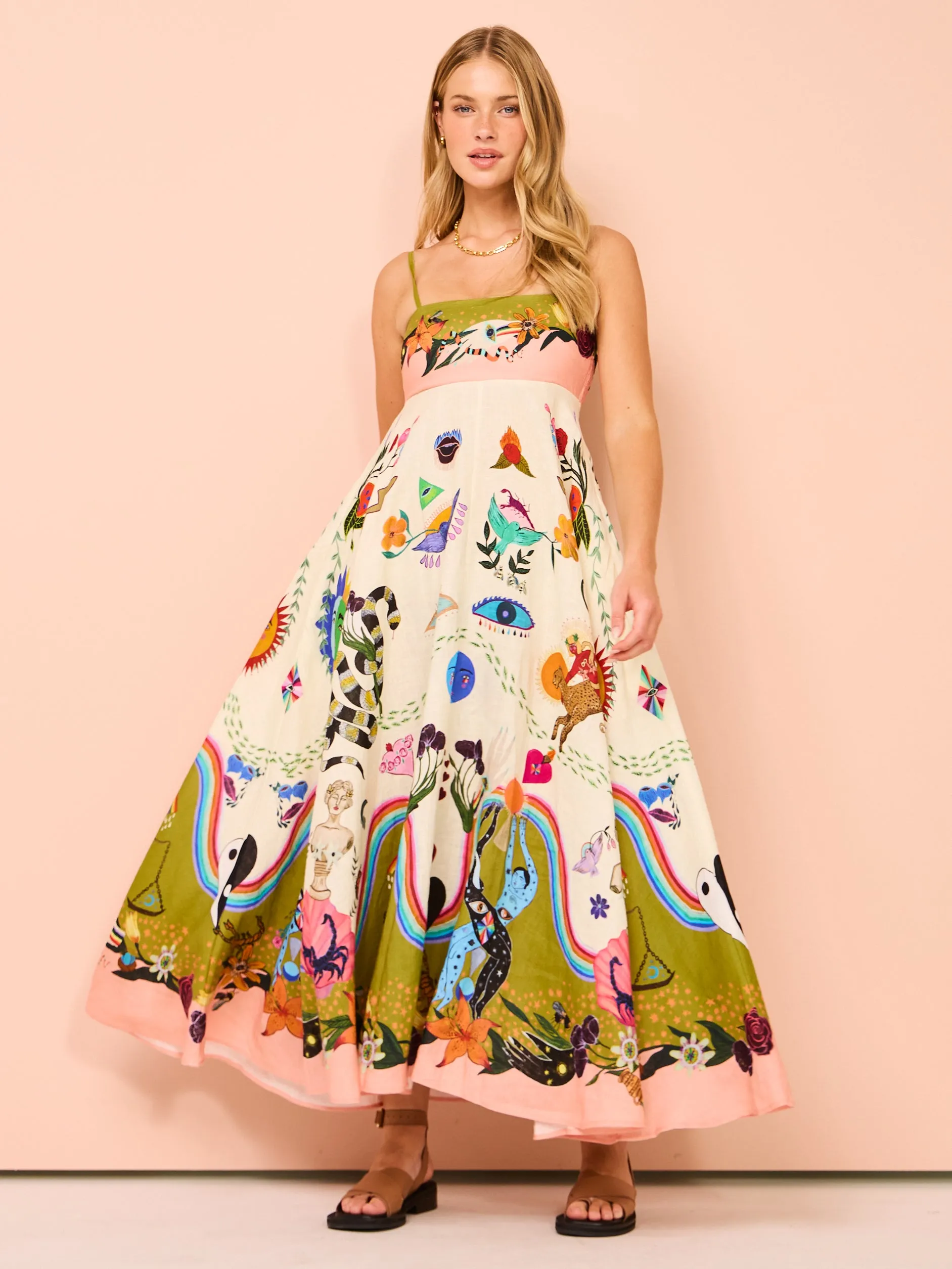 Alemais Evergreen Sundress in Multi