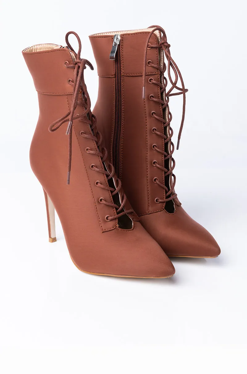 AZALEA WANG LIGHT ME UP STILETTO BOOTIE IN RUST