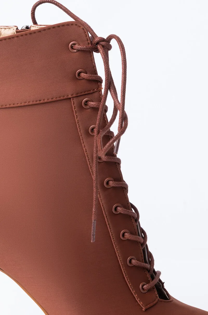 AZALEA WANG LIGHT ME UP STILETTO BOOTIE IN RUST