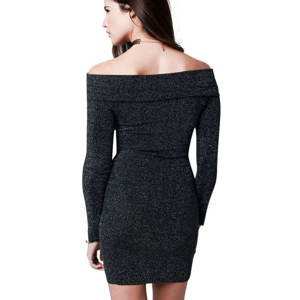 Bardot silver Off Shoulder Mini Bodycon Dress