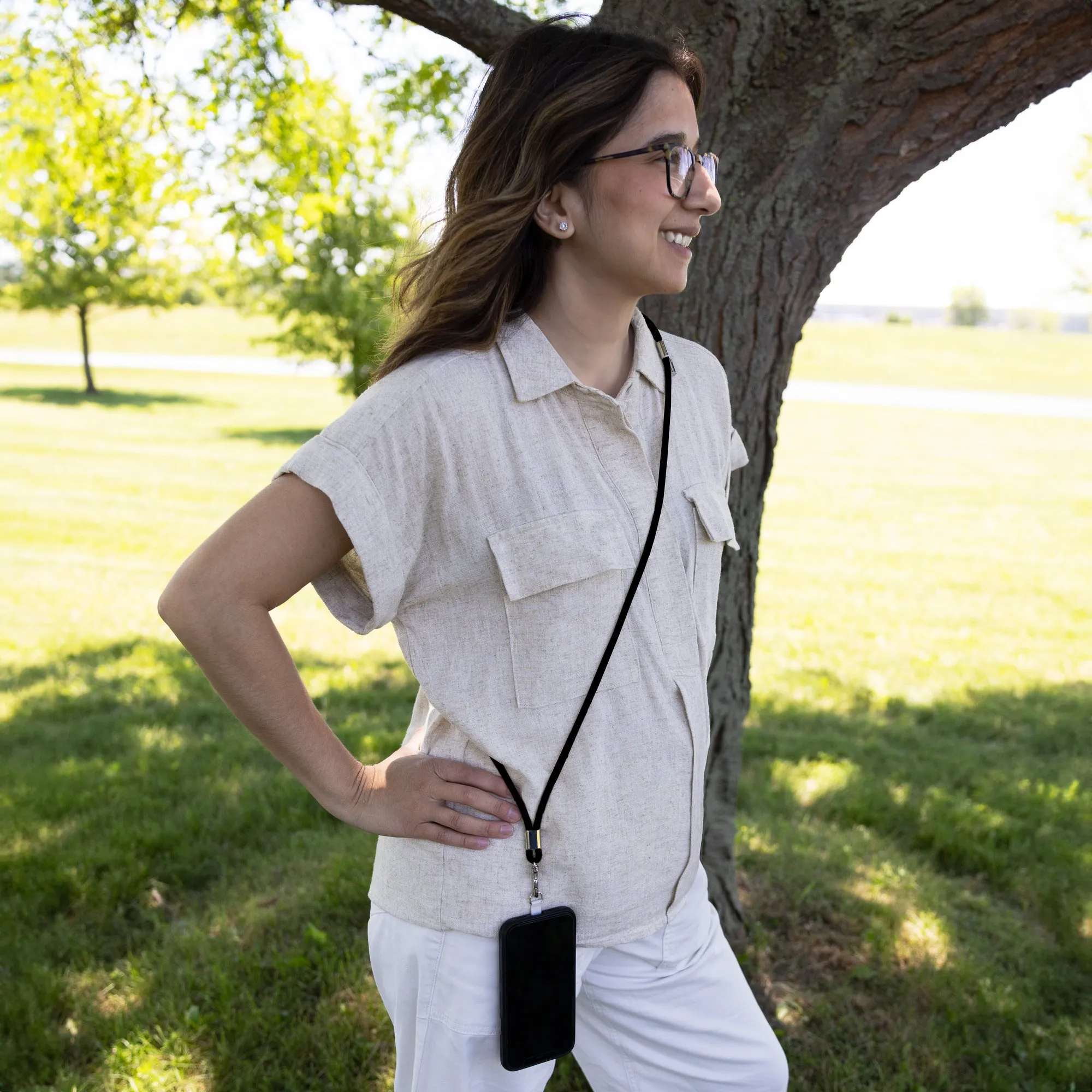 Black Adjustable Silicone Crossbody Phone Lanyard