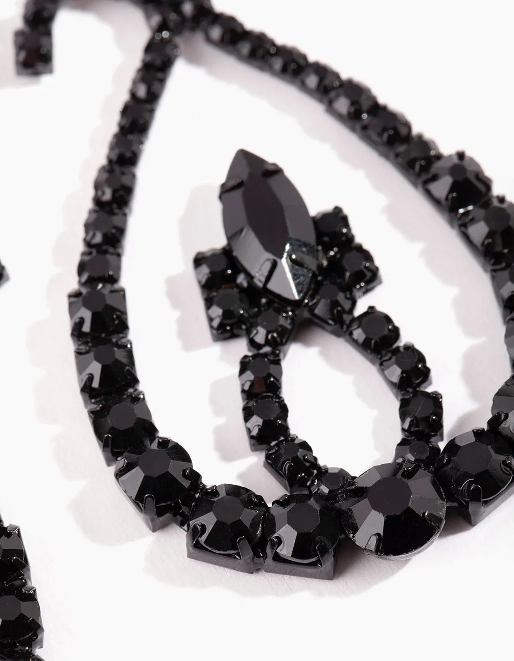 Black Multi Stone Teardrop Earrings