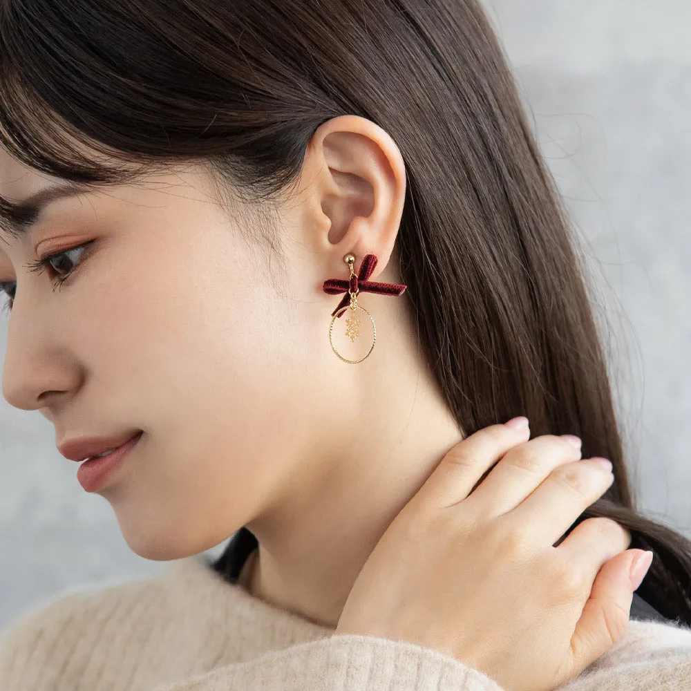 Bow and Snowflake Clip On Earrings