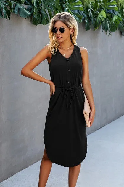 Breezy Charm Pocket Midi Dress