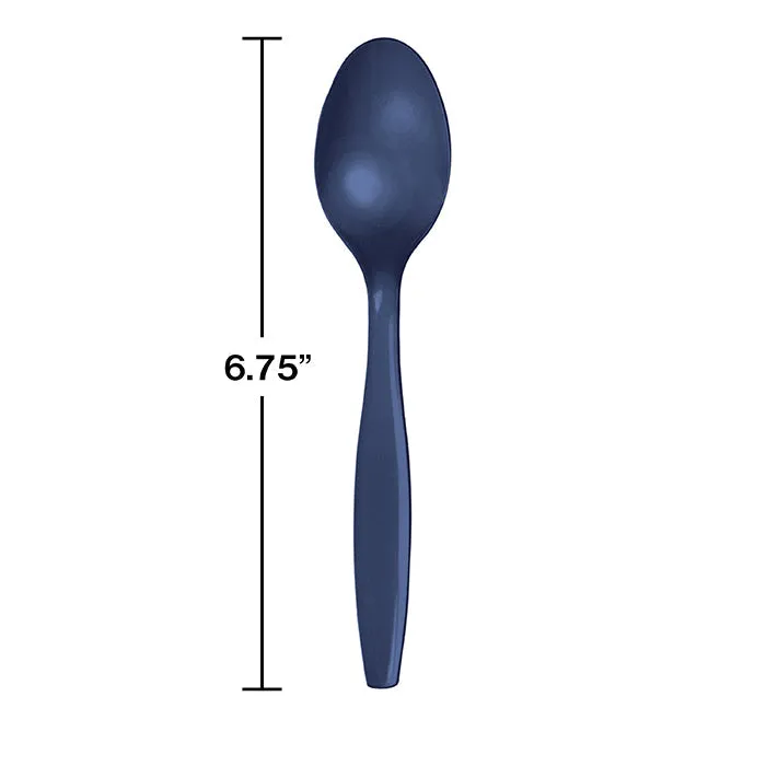 Bulk Pack of 100 Navy Blue Plastic Spoons