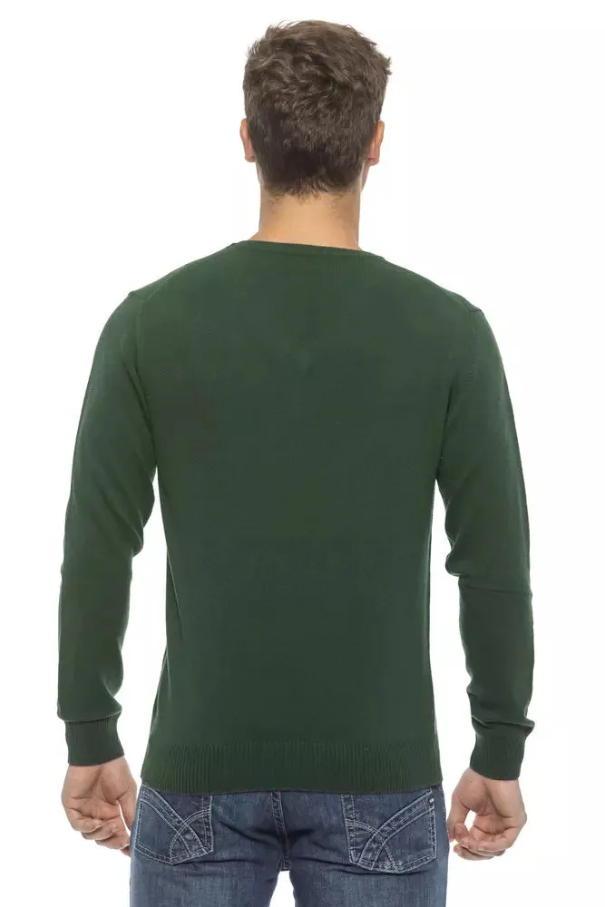 Conte of Florence Green Wool Men Sweater
