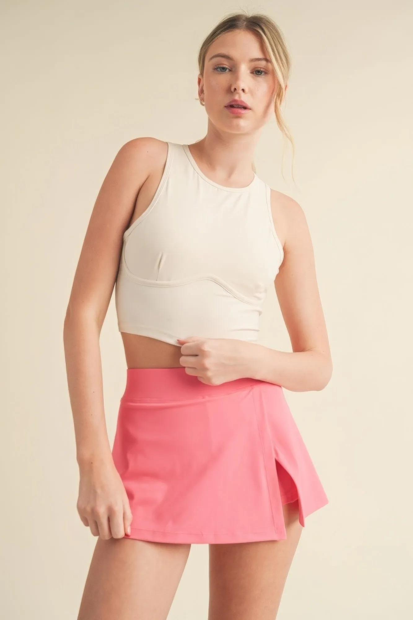 Corset Inspired Cropped  Active Tank Top with Open Back