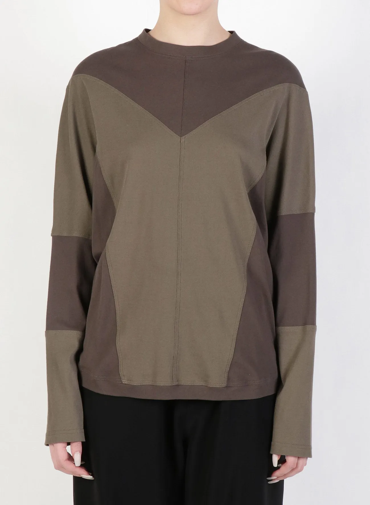 Cotton Felt Combination Panel T-Shirt