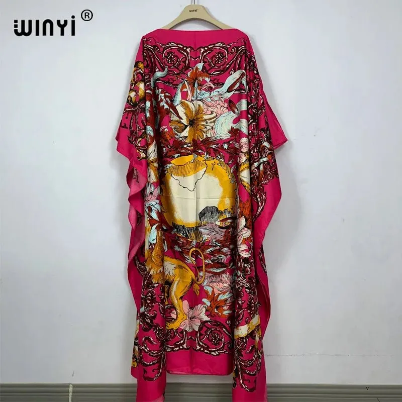 Elegant African Beach Dress: Boho Print for Evening Parties and Beach Outfits