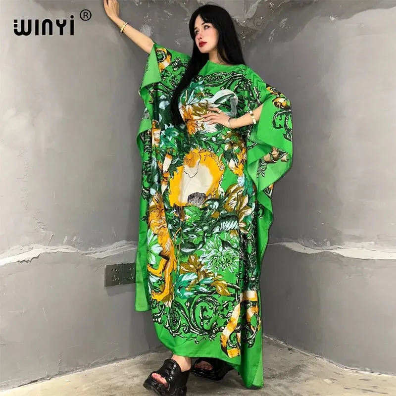 Elegant African Beach Dress: Boho Print for Evening Parties and Beach Outfits