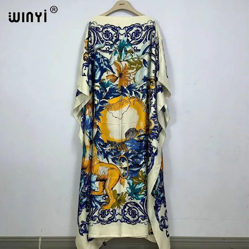 Elegant African Beach Dress: Boho Print for Evening Parties and Beach Outfits