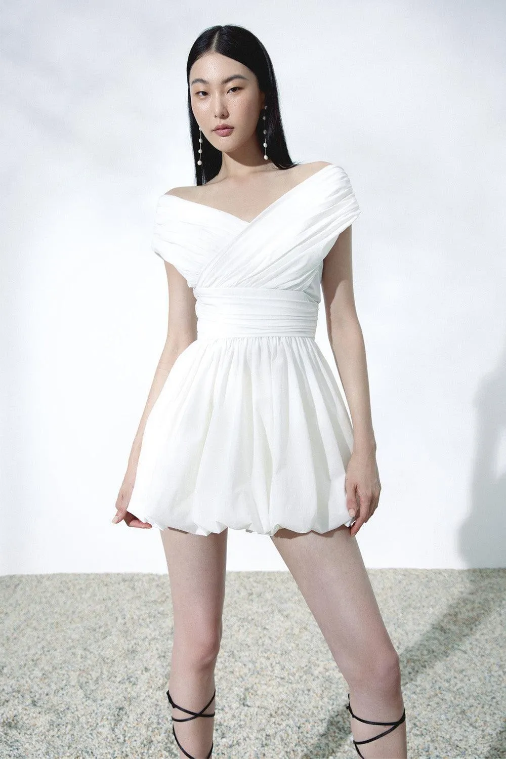 Emma Bubble Gathered Cotton Silk Mini Dress