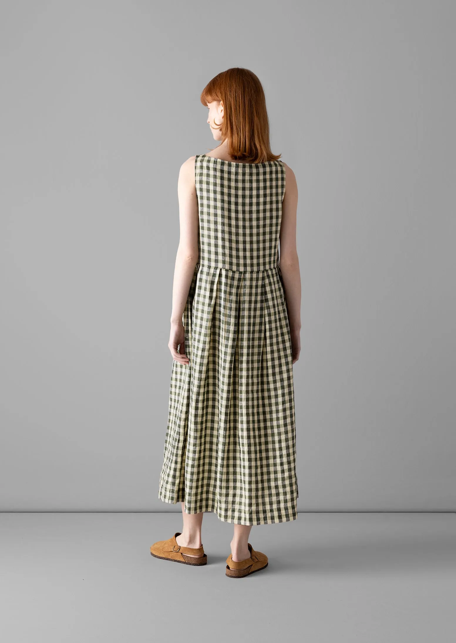 Gingham Linen Dress | Garden Green