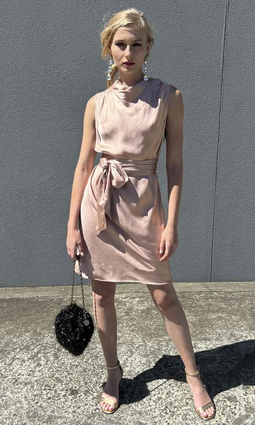 HOSS Rochelle Cowl Neck Dress - Blush