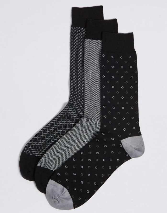 M&S Mens Luxury 3 Pack Socks T10/7071