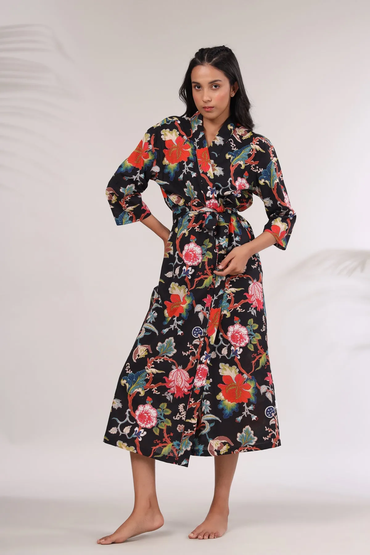 Multicoloured Jaal on Black Robe