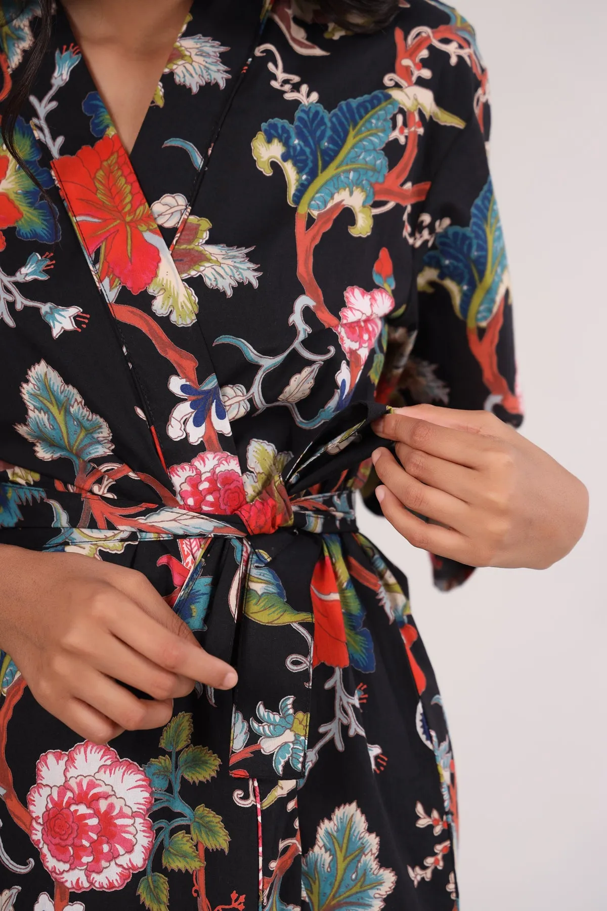 Multicoloured Jaal on Black Robe