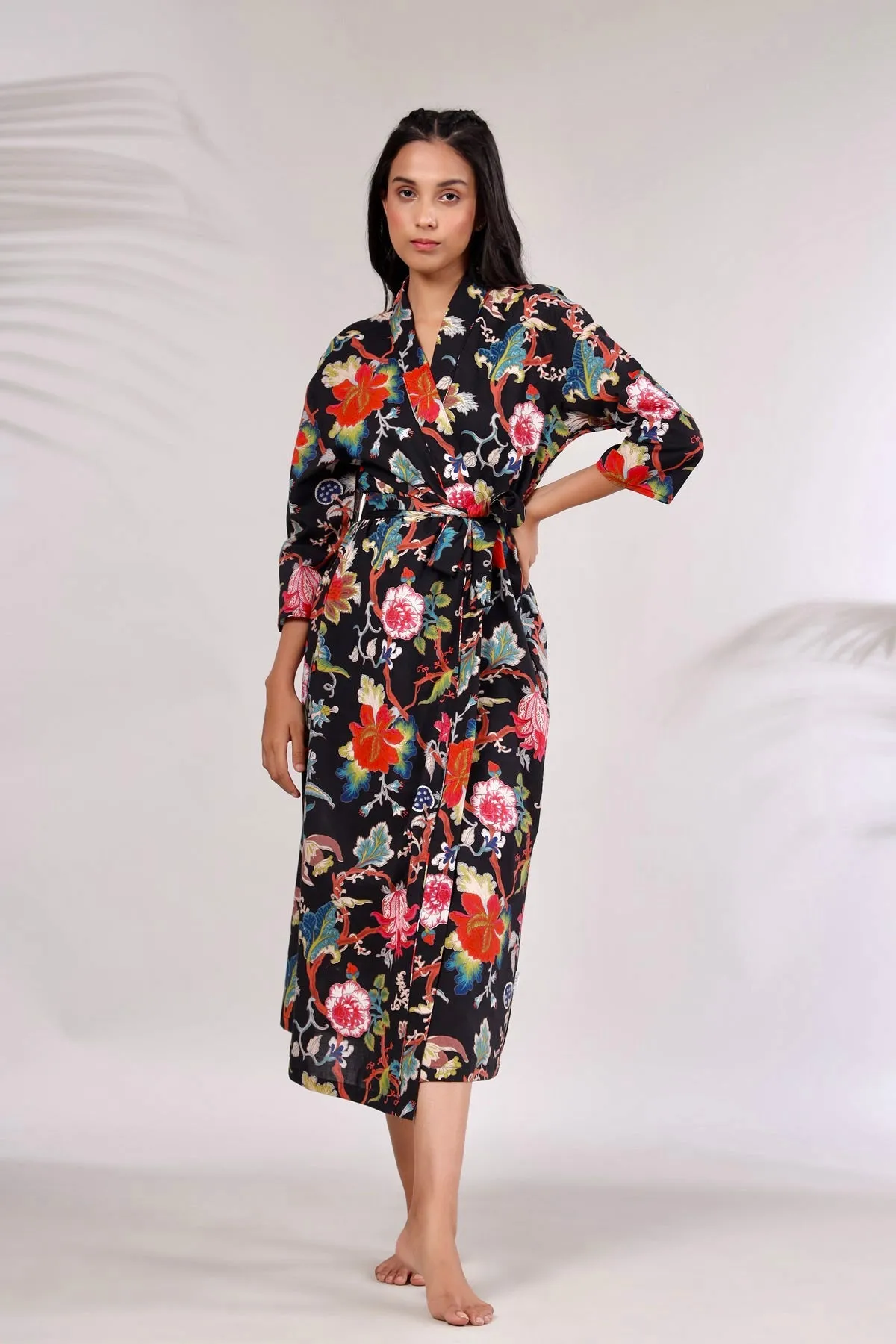 Multicoloured Jaal on Black Robe