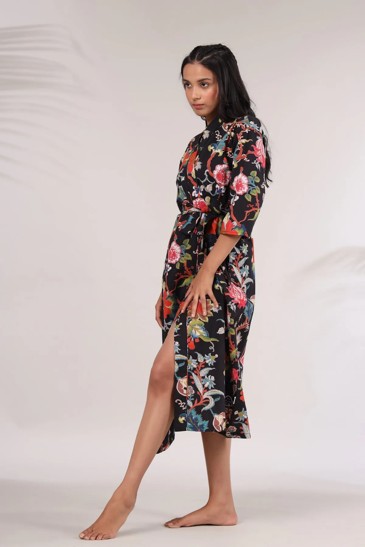 Multicoloured Jaal on Black Robe