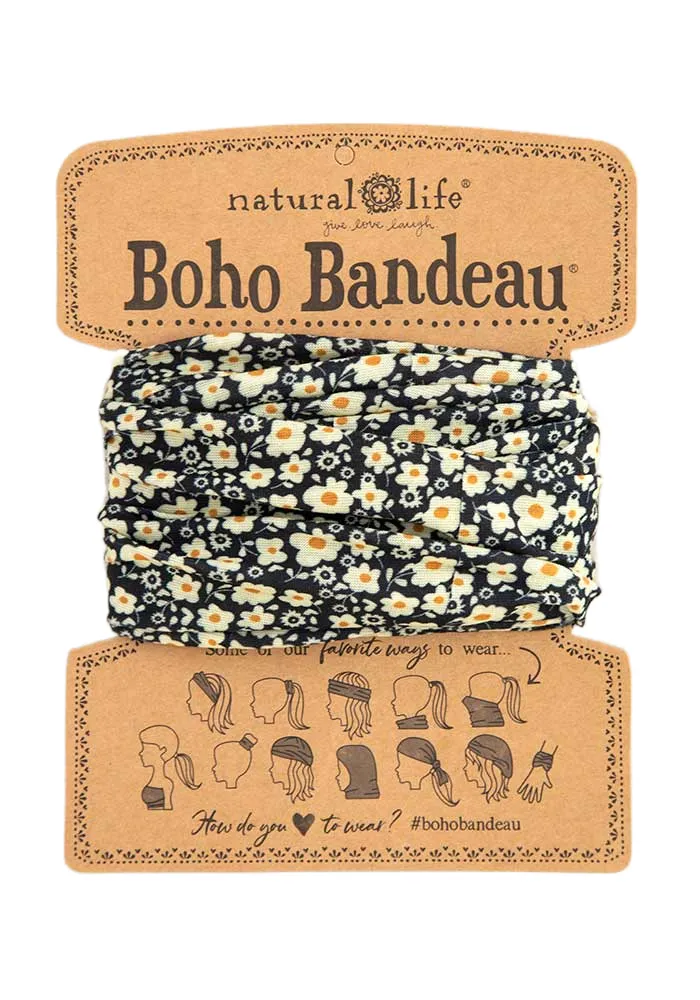 Natural Life Bandeau Boho  Full Black and Cream Floral