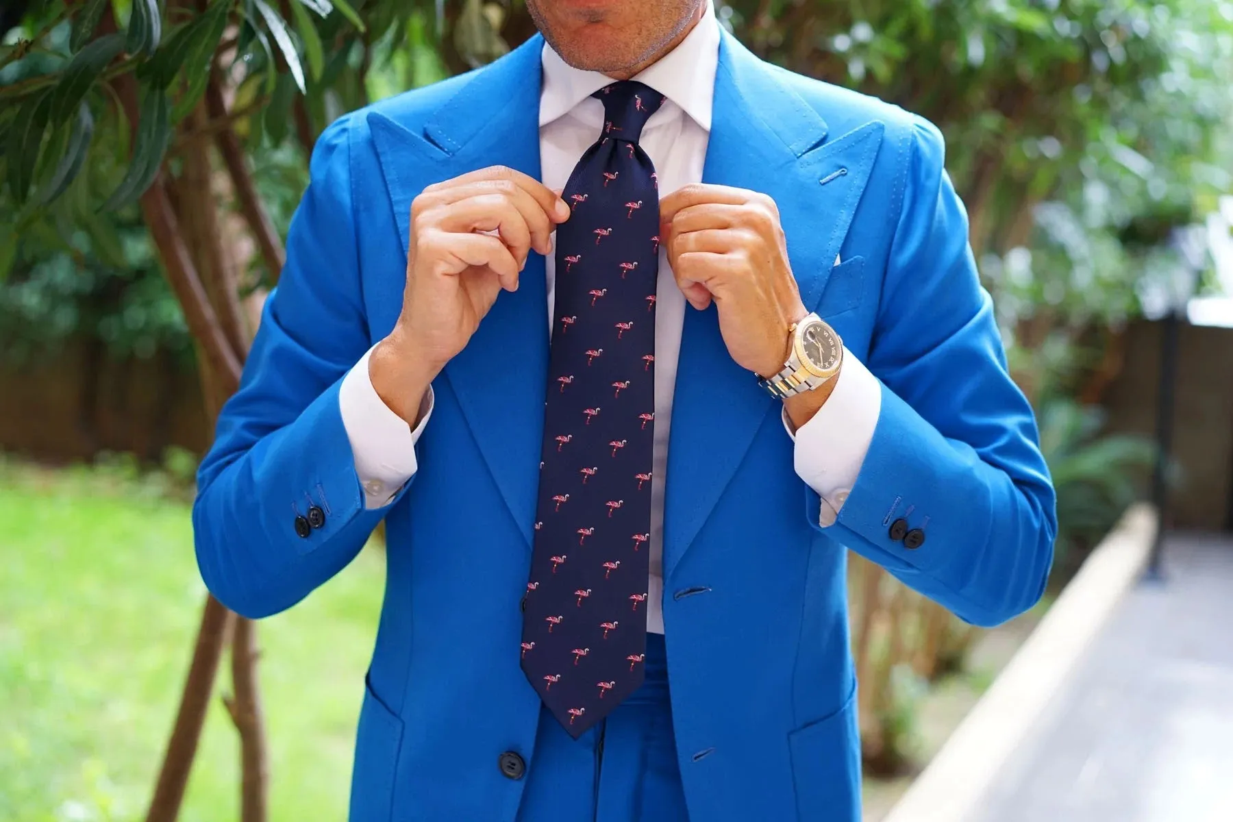 OTAA - Flamingo Tie - Navy Blue with Pink