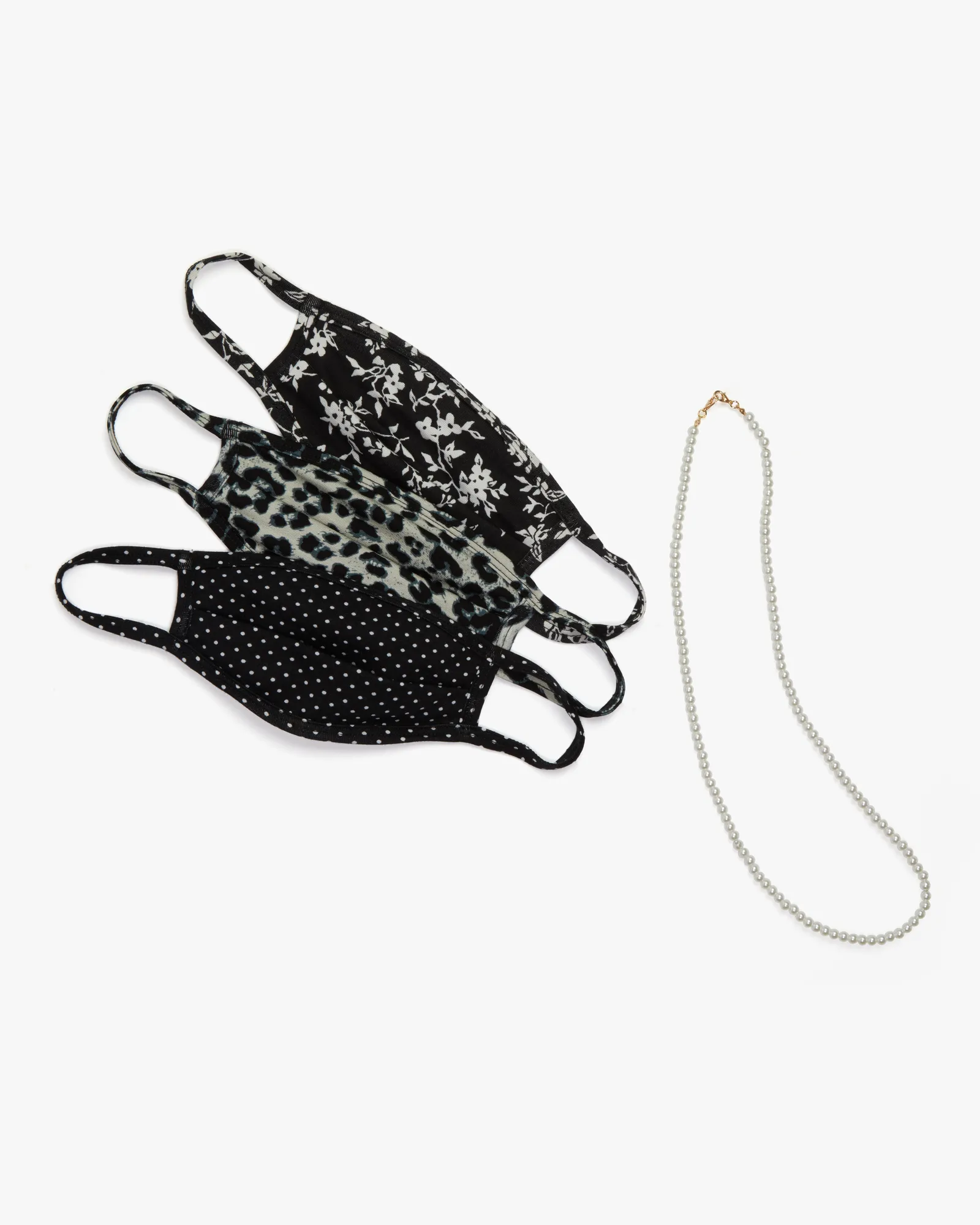 Pack of 3 Printed Face Masks | Black / White