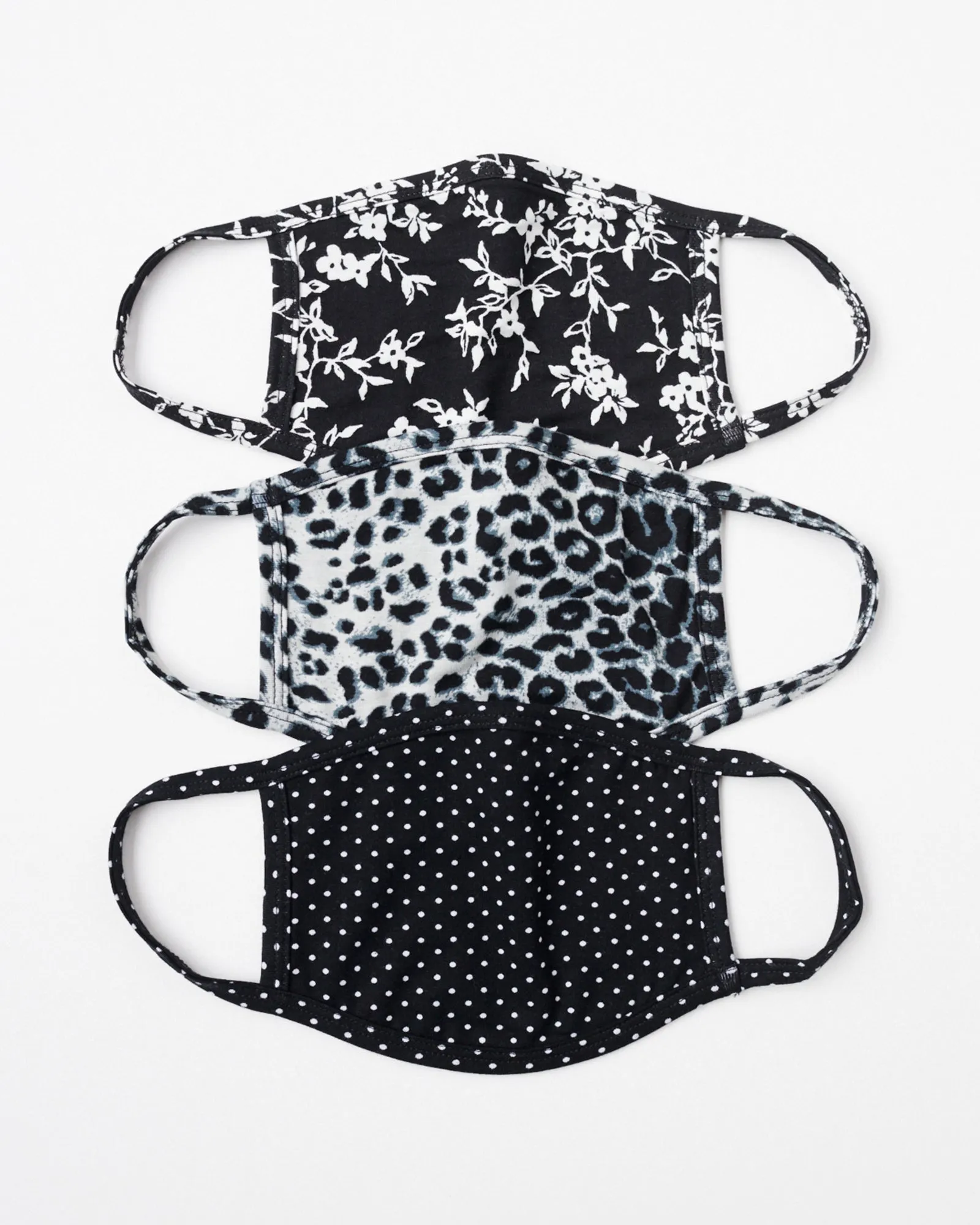 Pack of 3 Printed Face Masks | Black / White