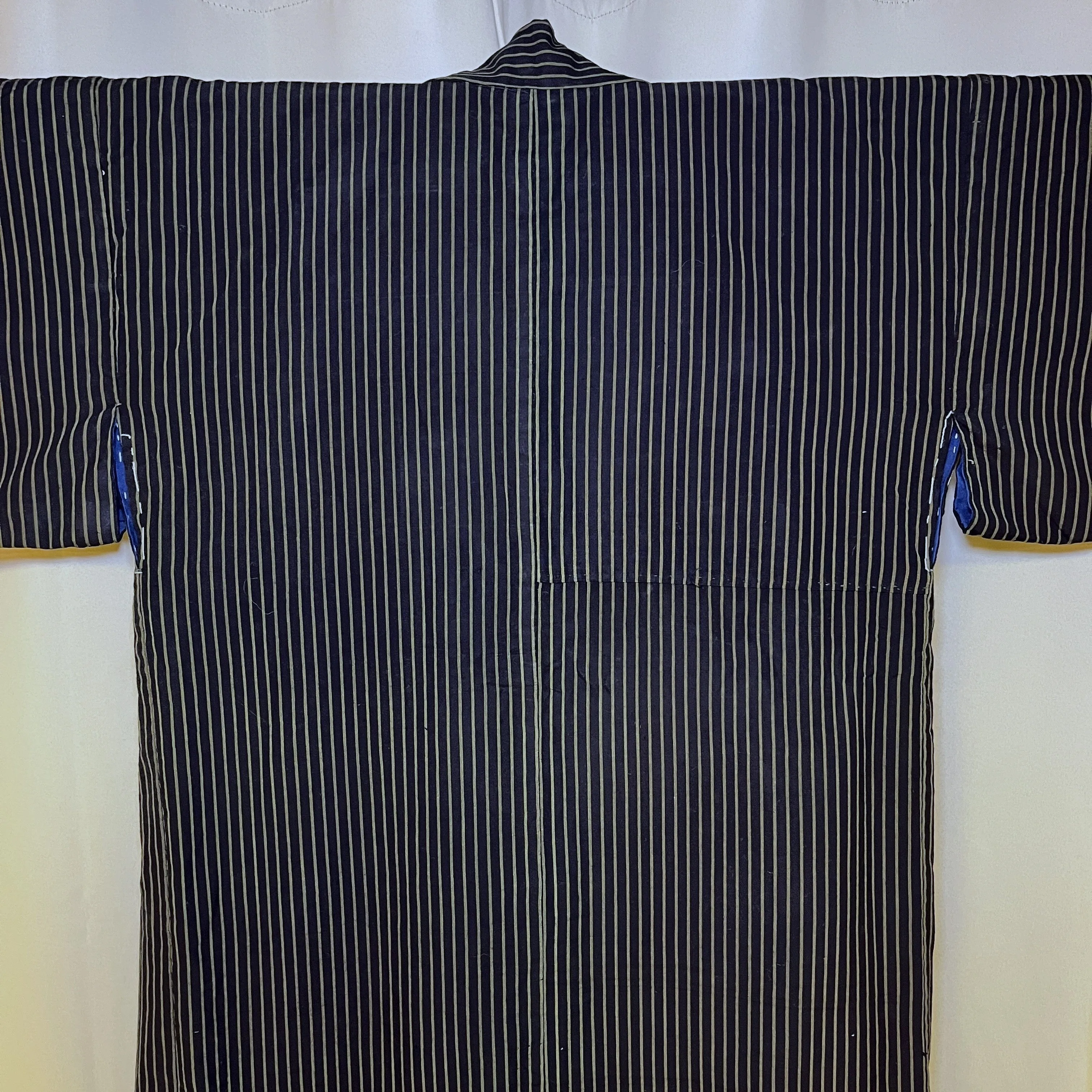 "Olive Stripes" Vintage Indigo Kimono