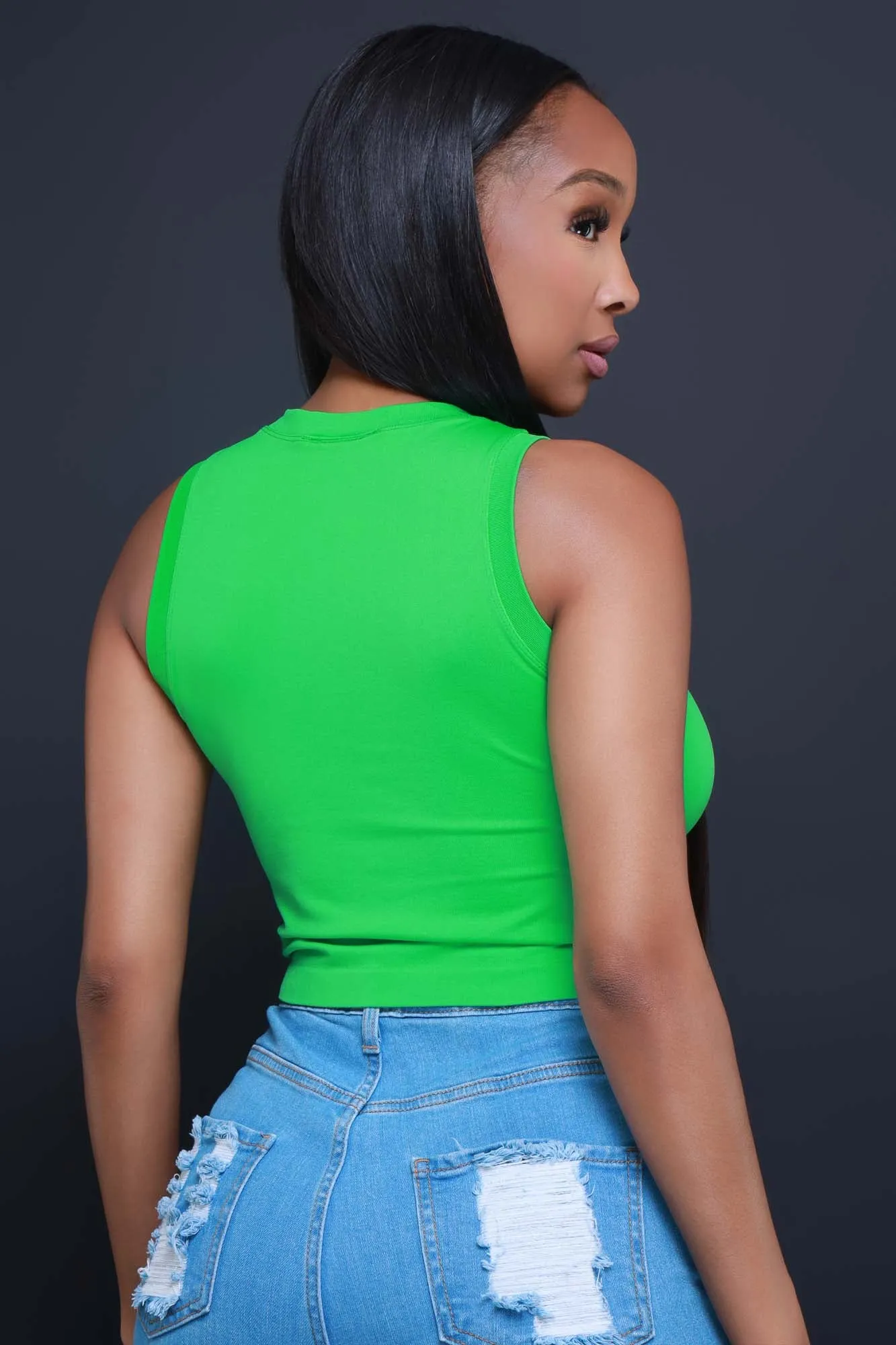 Re-Entry Sleeveless Crop Top - Kelly Green