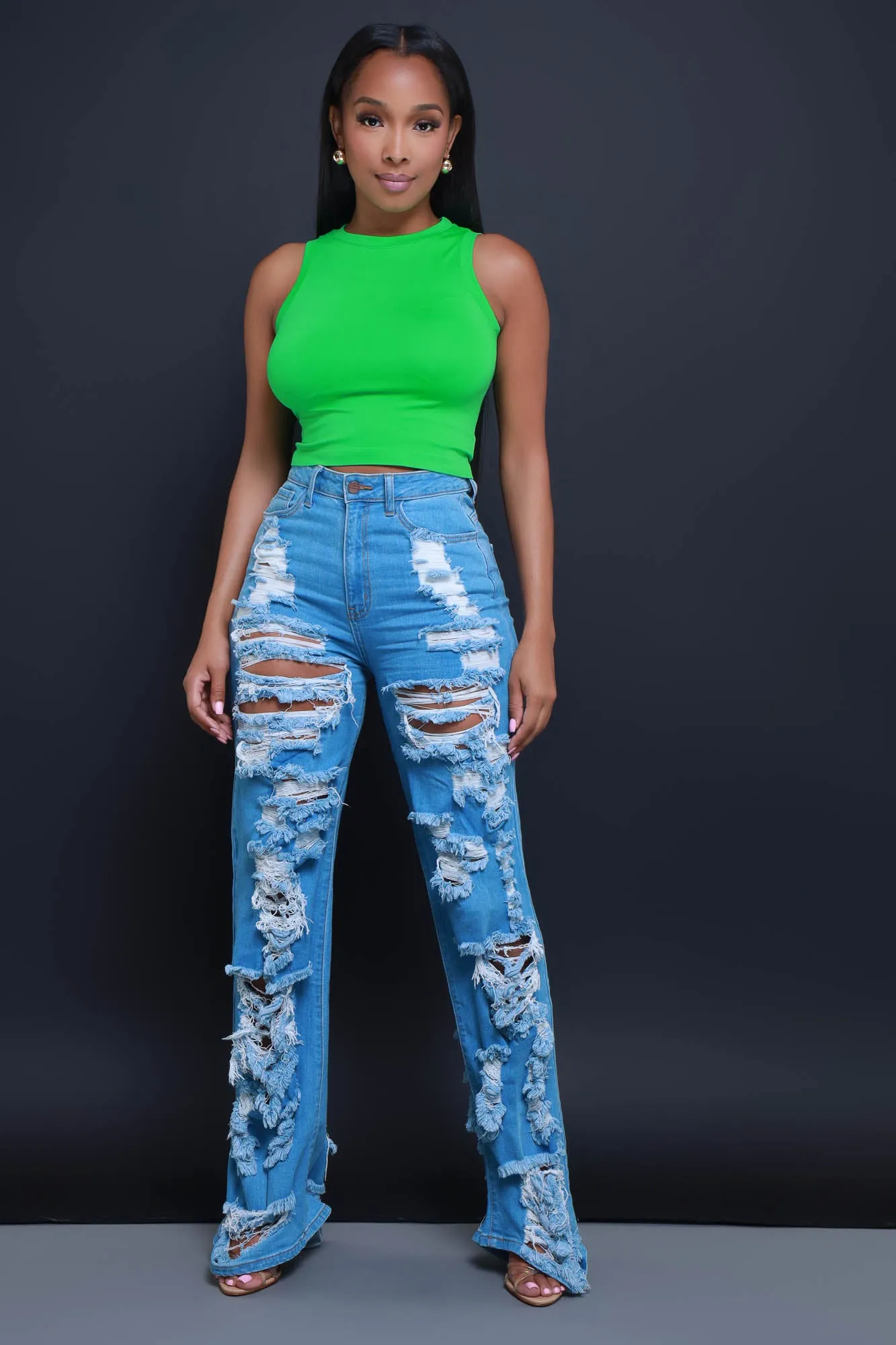 Re-Entry Sleeveless Crop Top - Kelly Green