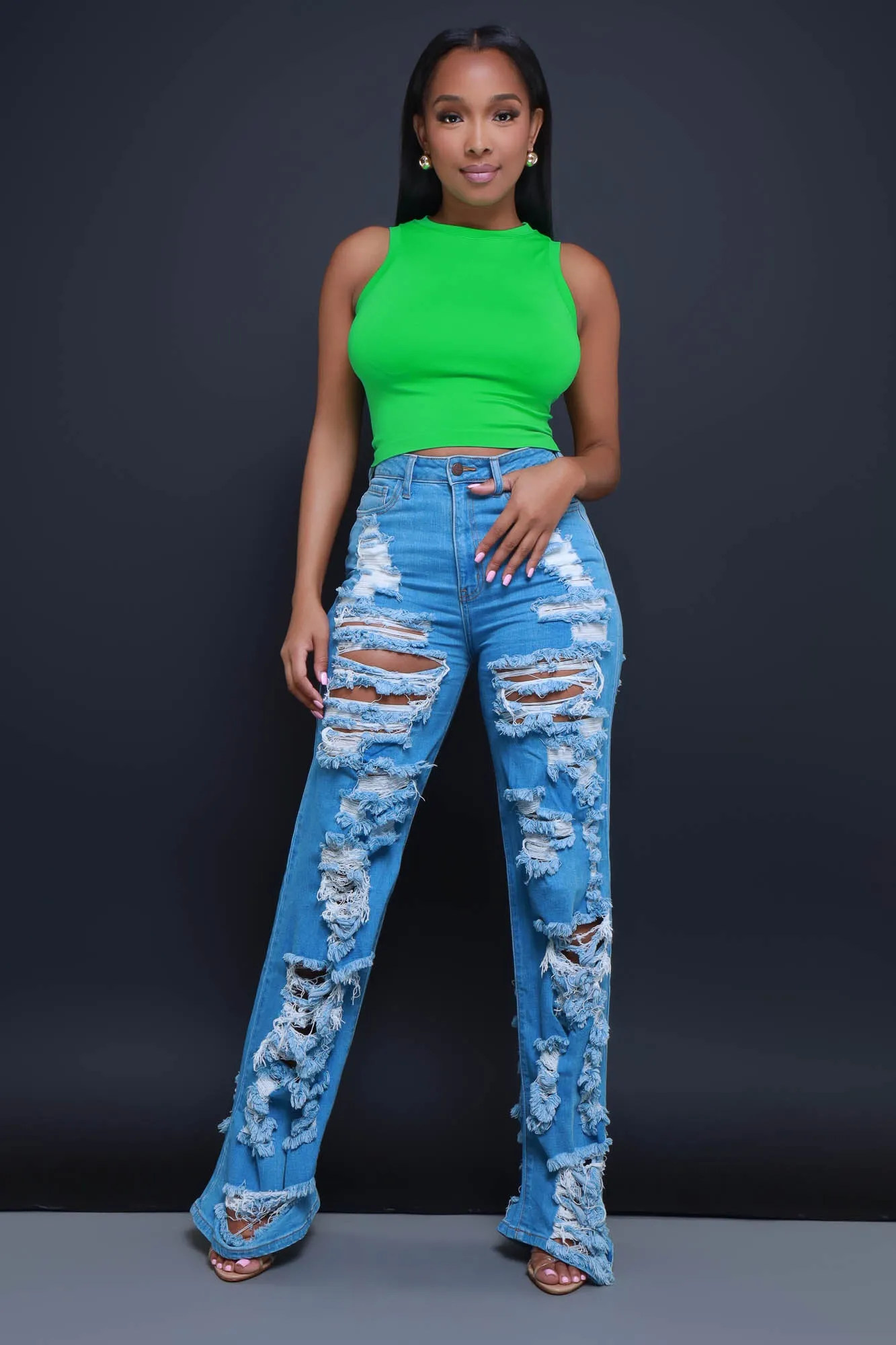Re-Entry Sleeveless Crop Top - Kelly Green