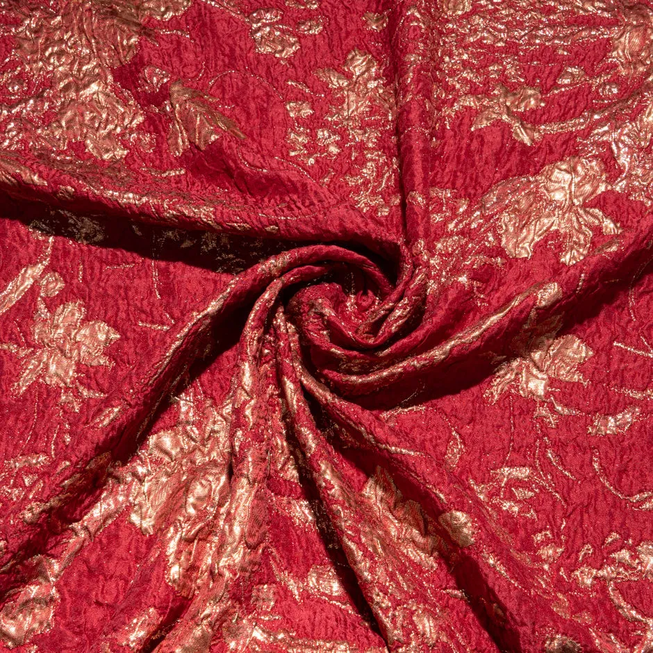 Rich Red & Gold Metallic Silk Cloqué