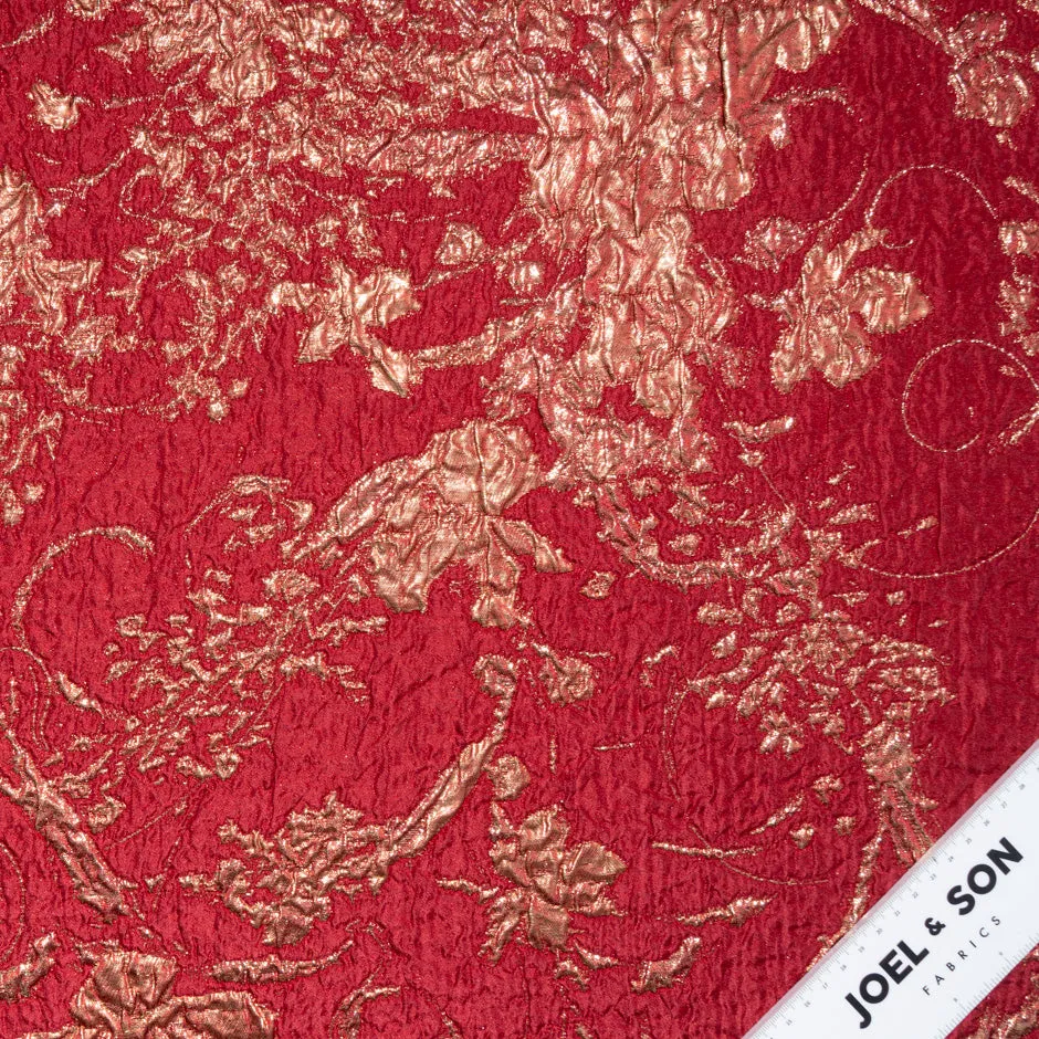 Rich Red & Gold Metallic Silk Cloqué