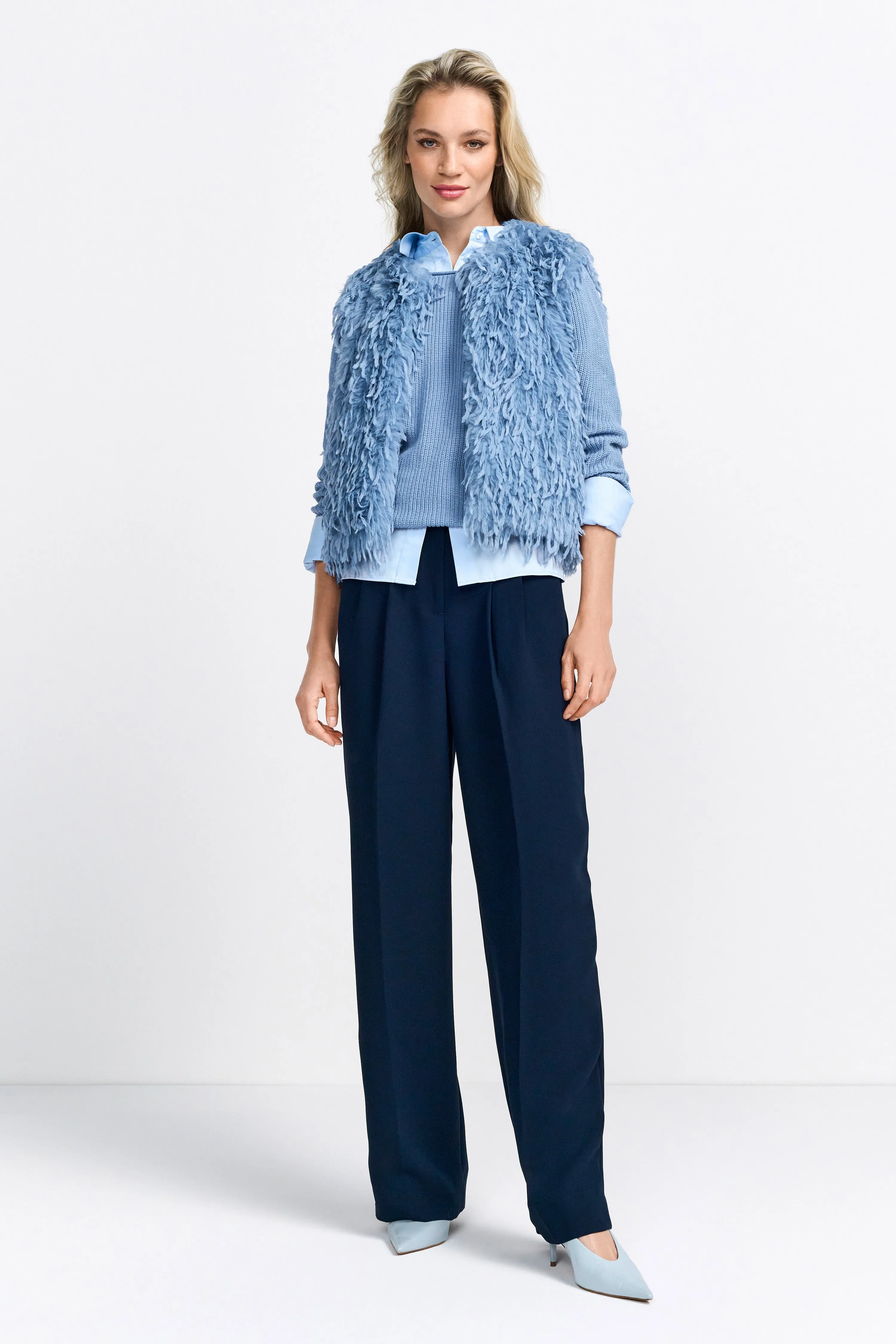 RICH&ROYAL KUSCHELIGE FAKE-FUR WESTE OCEAN BLUE 2412-817