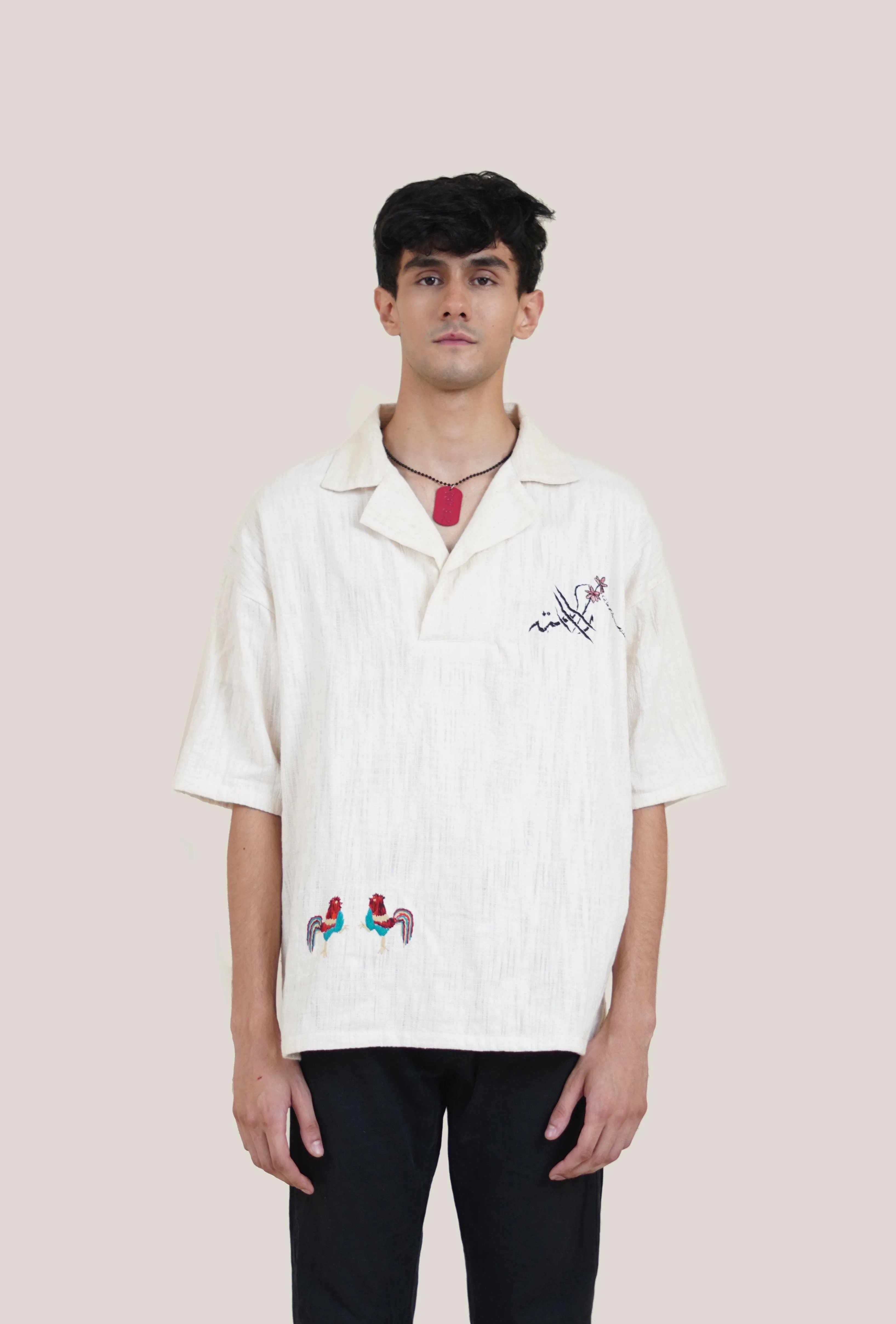 Rooster Hand Embroidered Shirt