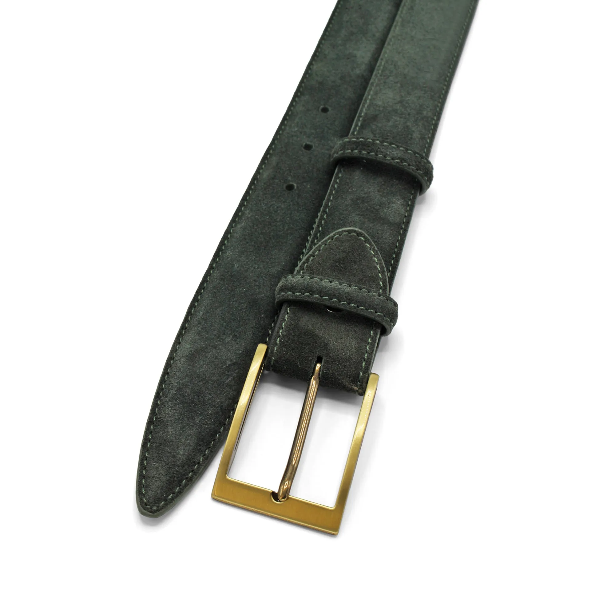 Seaweed Green Suede Slice Prong Belt