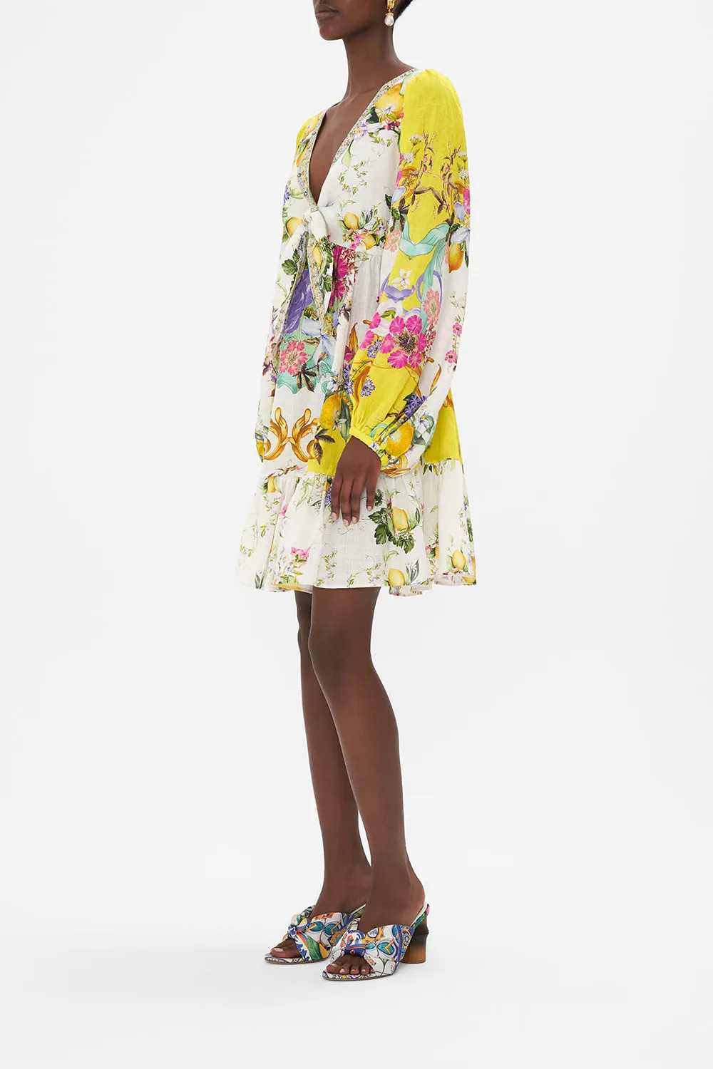 SHORT TIE FRONT BLOUSON DRESS CATERINA SPRITZ