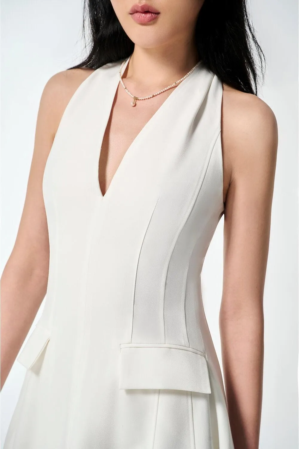 Tide Halter Sleeveless Cotton Midi Dress