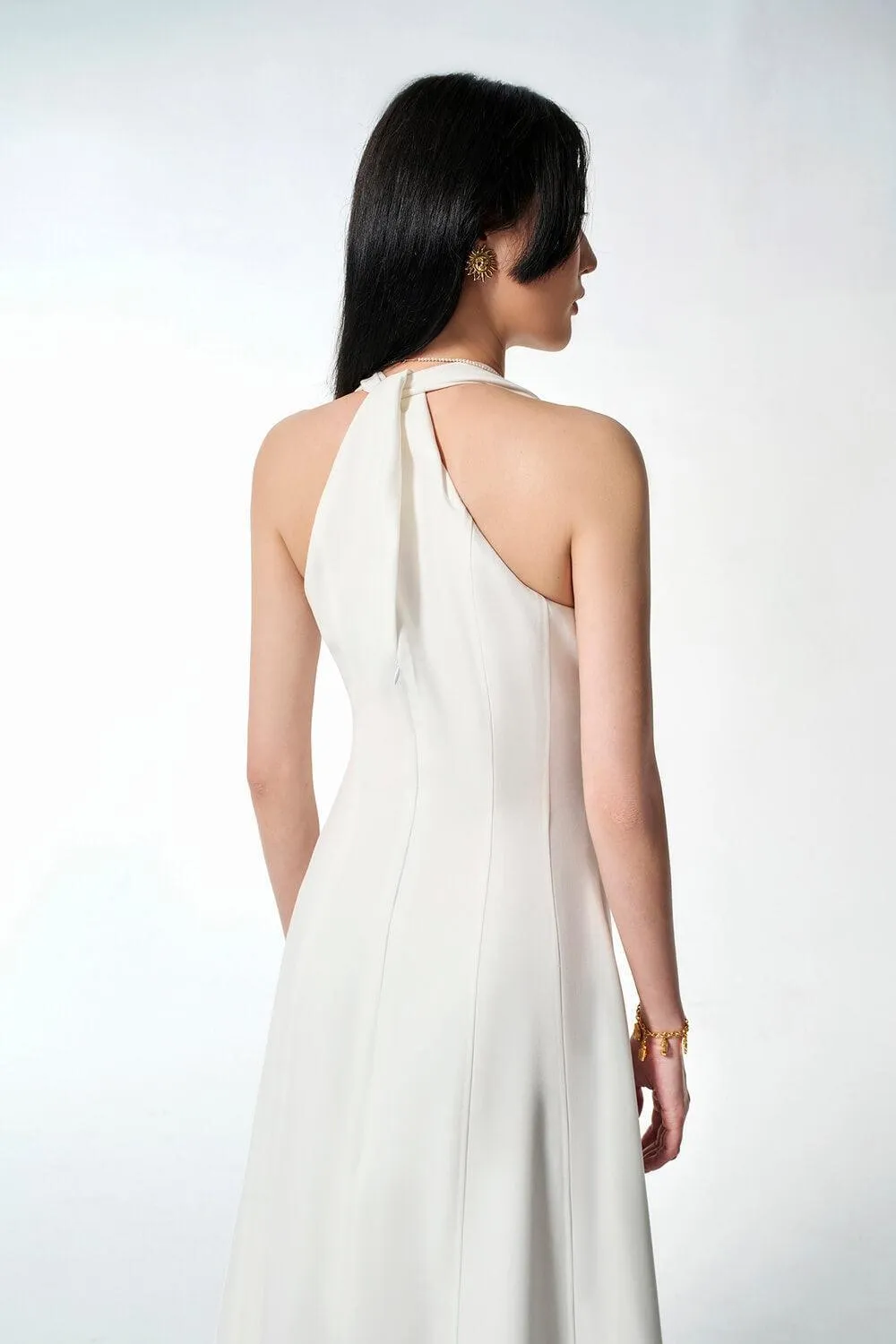 Tide Halter Sleeveless Cotton Midi Dress
