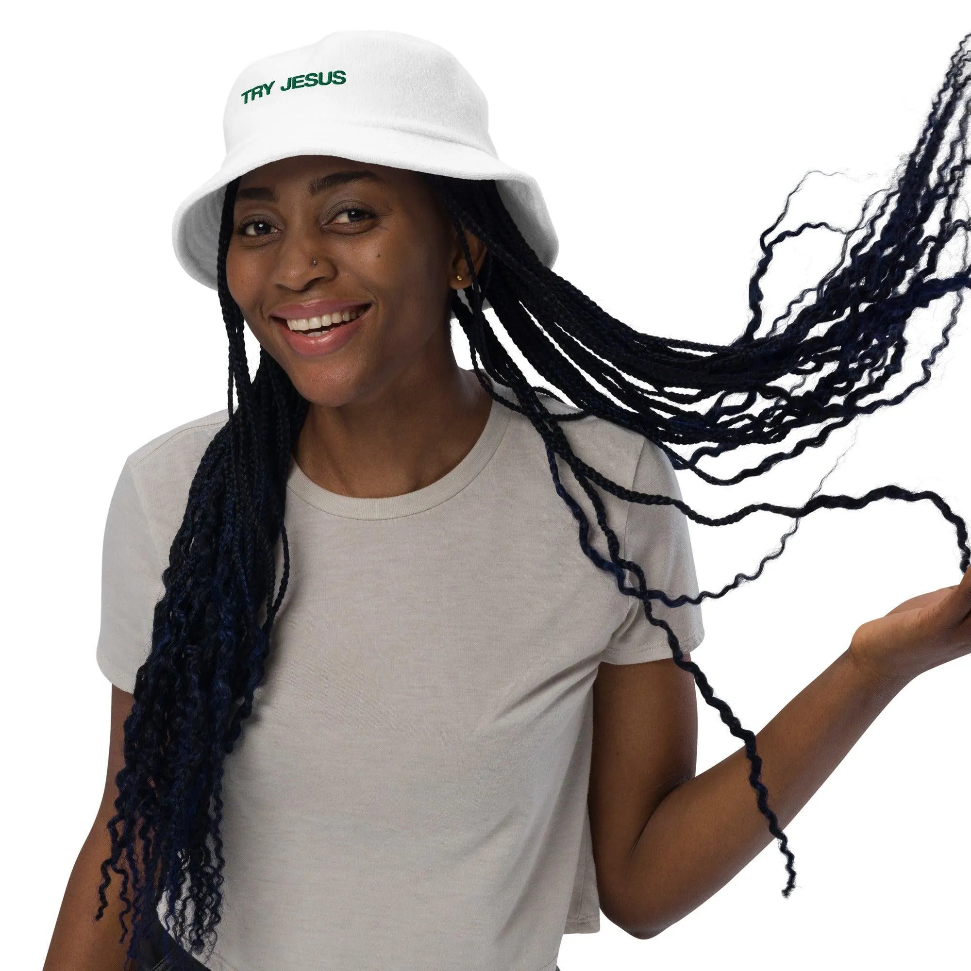 Try Jesus Terry Cloth Bucket Hat