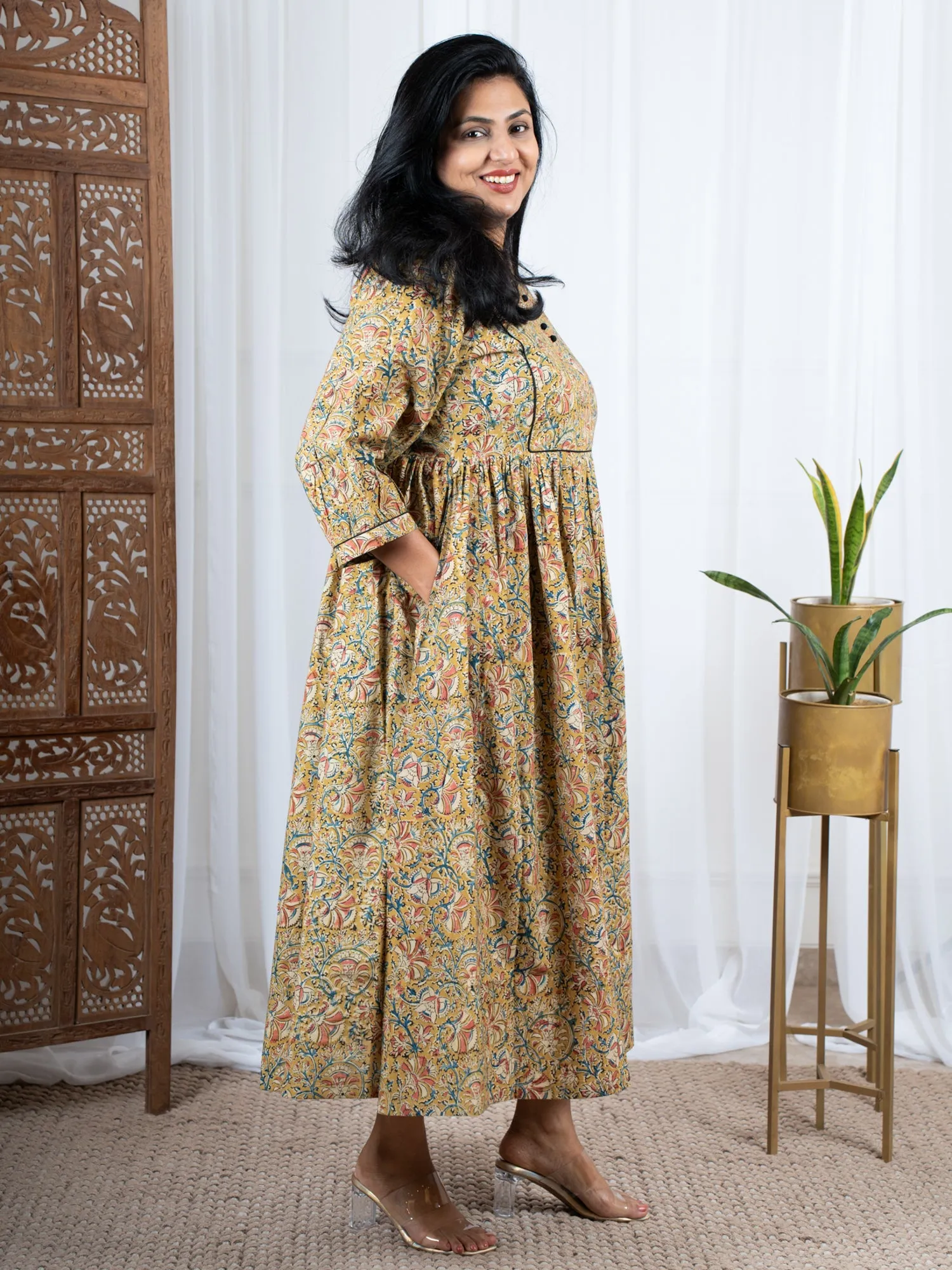 Vandini Kalamkari Cotton Yoke Dress