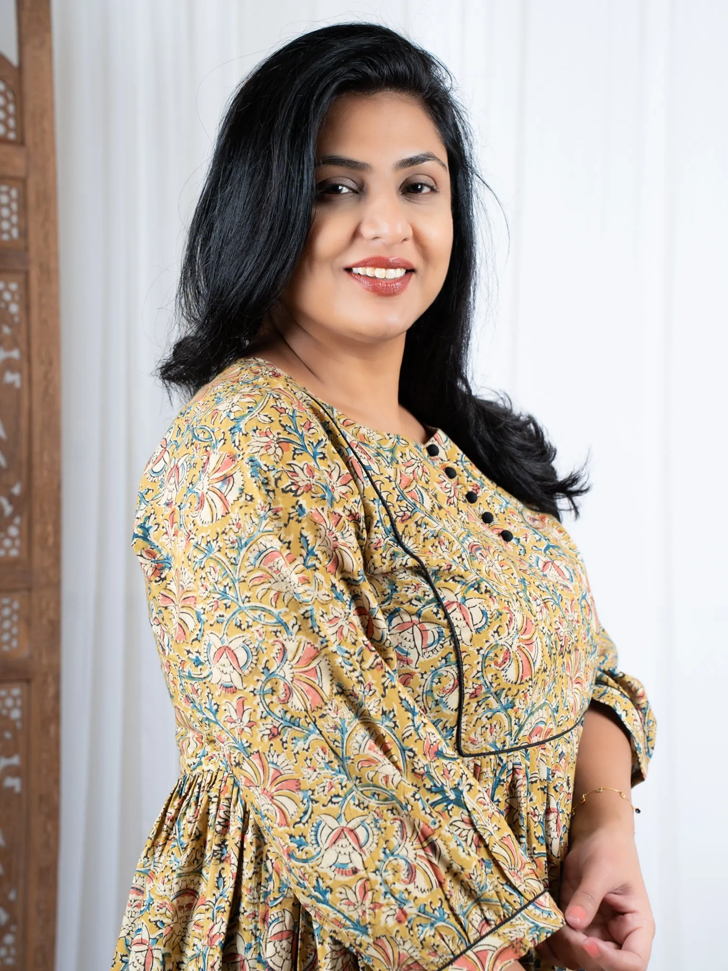 Vandini Kalamkari Cotton Yoke Dress